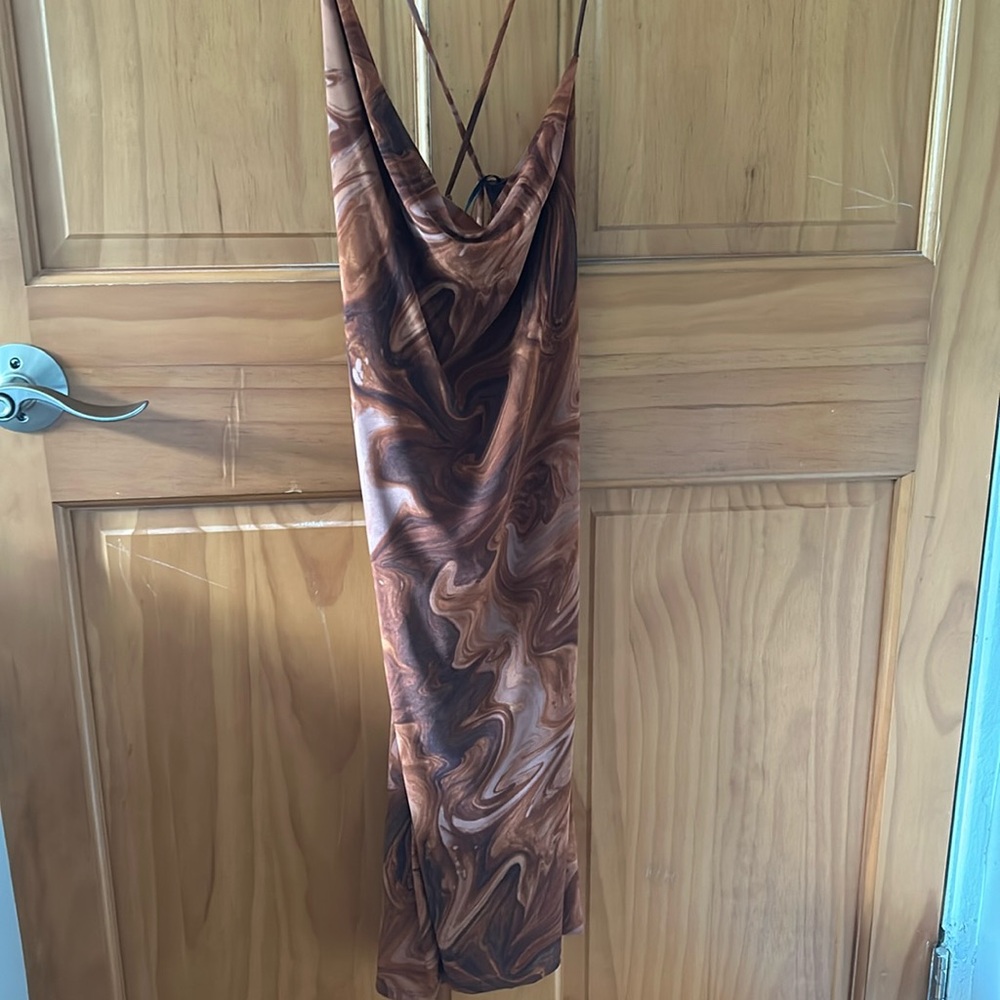 Urban Outfitters Women's Brown and Tan Dress
